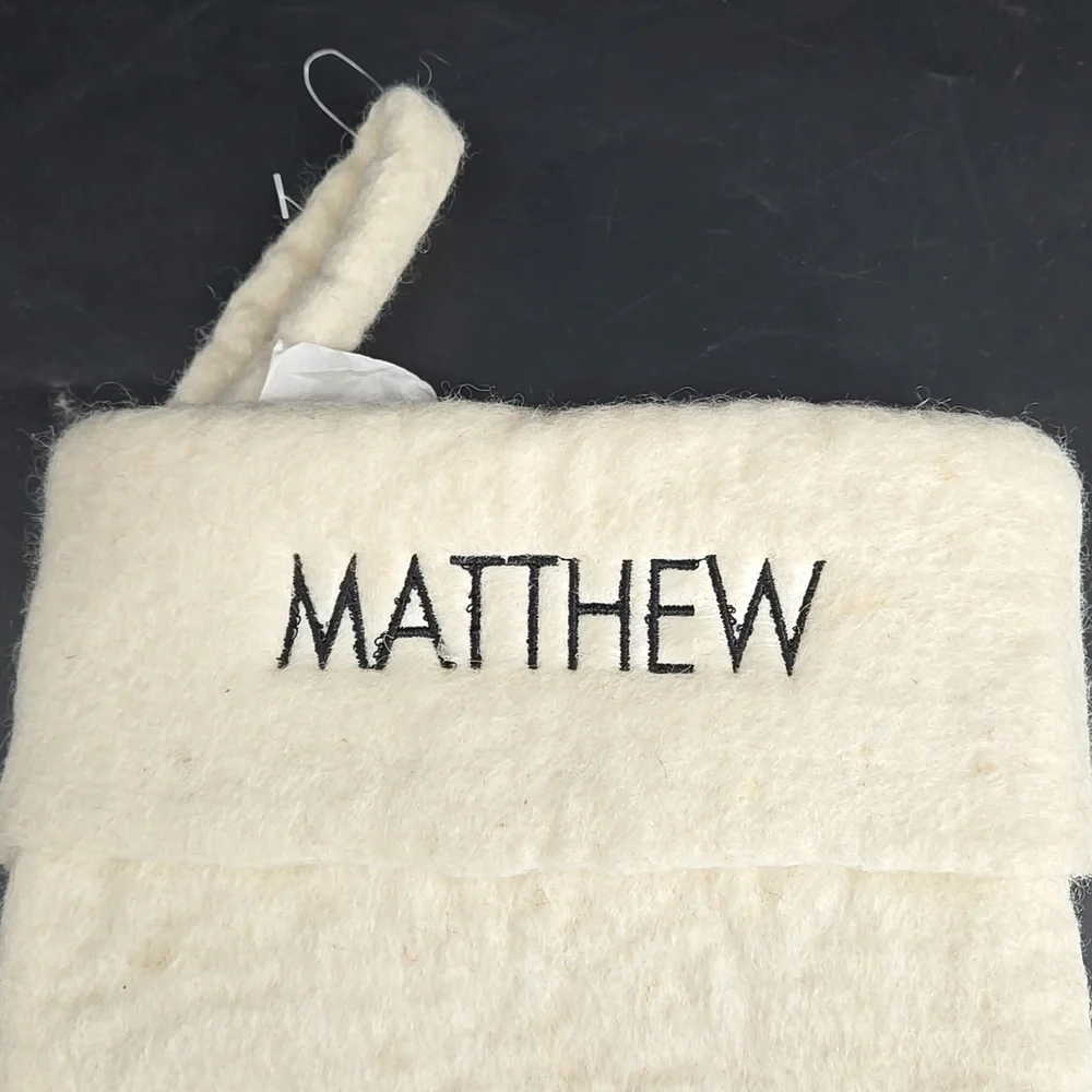 NEW MATTHEW Pottery Barn West Elm Christmas Holiday Stocking